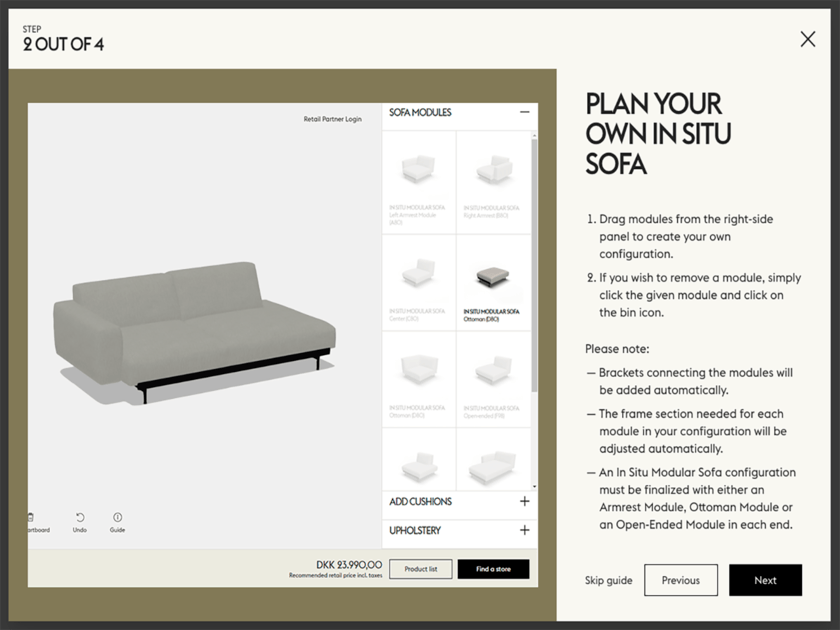 design din egen in sofa på hjemmeside